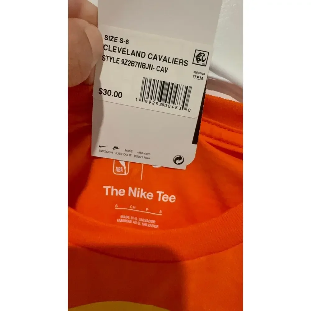 Nike Cleveland Cavaliers Youth S (8) Orange NBA Logo T-Shirt NWT