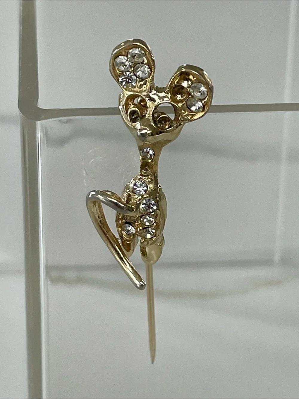 Vintage Gold-Tone Mouse Stick Pin Brooch