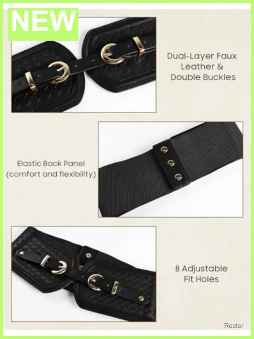 Wide Corset Belt Elastic Stretchy Waspie Waist Belt Faux Leather