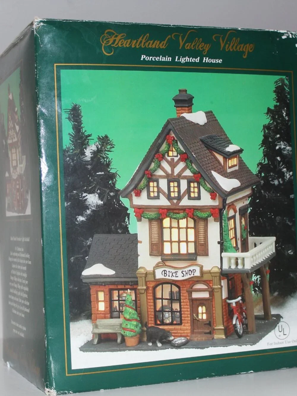 Vintage Heartland Valley Village Christmas Porcelain House Bike Bicycle Shop