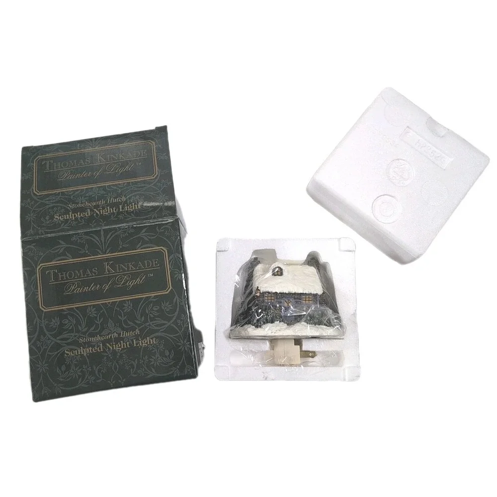 Thomas Kinkade Snowy‎ Cottage STONEHEARTH HUTCH Sculpted Night Light - New