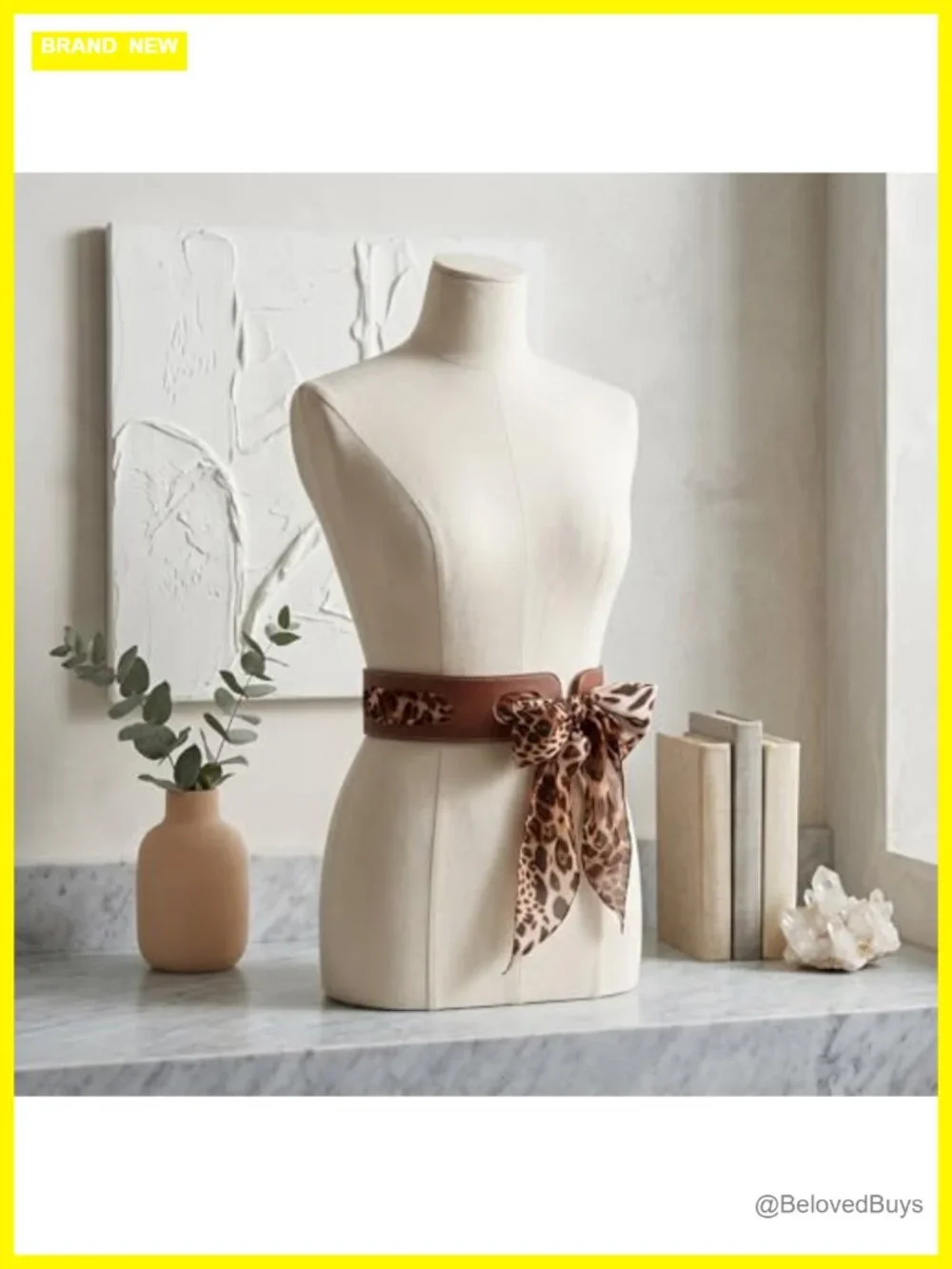 Women's Reversible PU Leather Scarf Belt Set with Leopard Print Chiffon Scarf -
