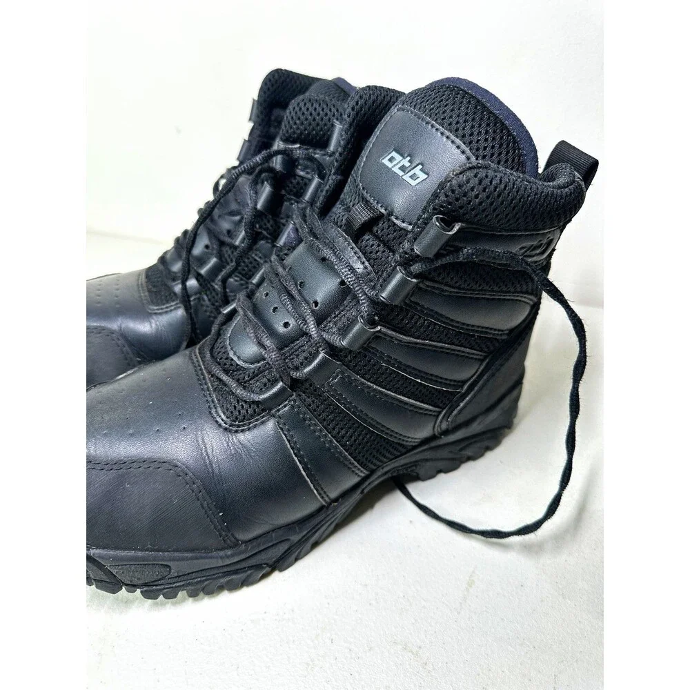 OTB Men's Black Leather Lace-Up Ankle Combat Boots US 10 EU 43 UK 9