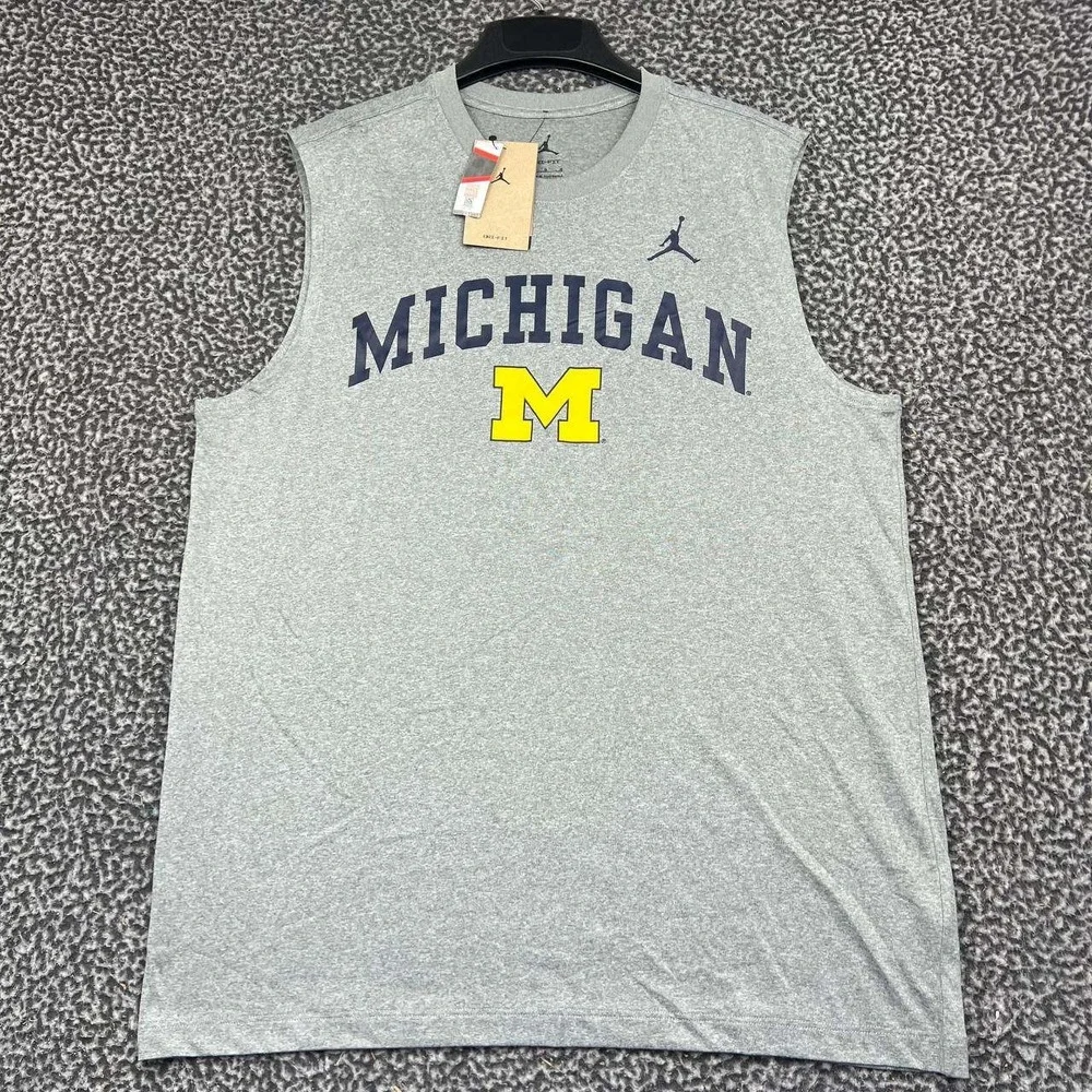 Air Jordan Michigan Wolverines Dri-FIT Shirt Men Large Gray Sleeveless New L