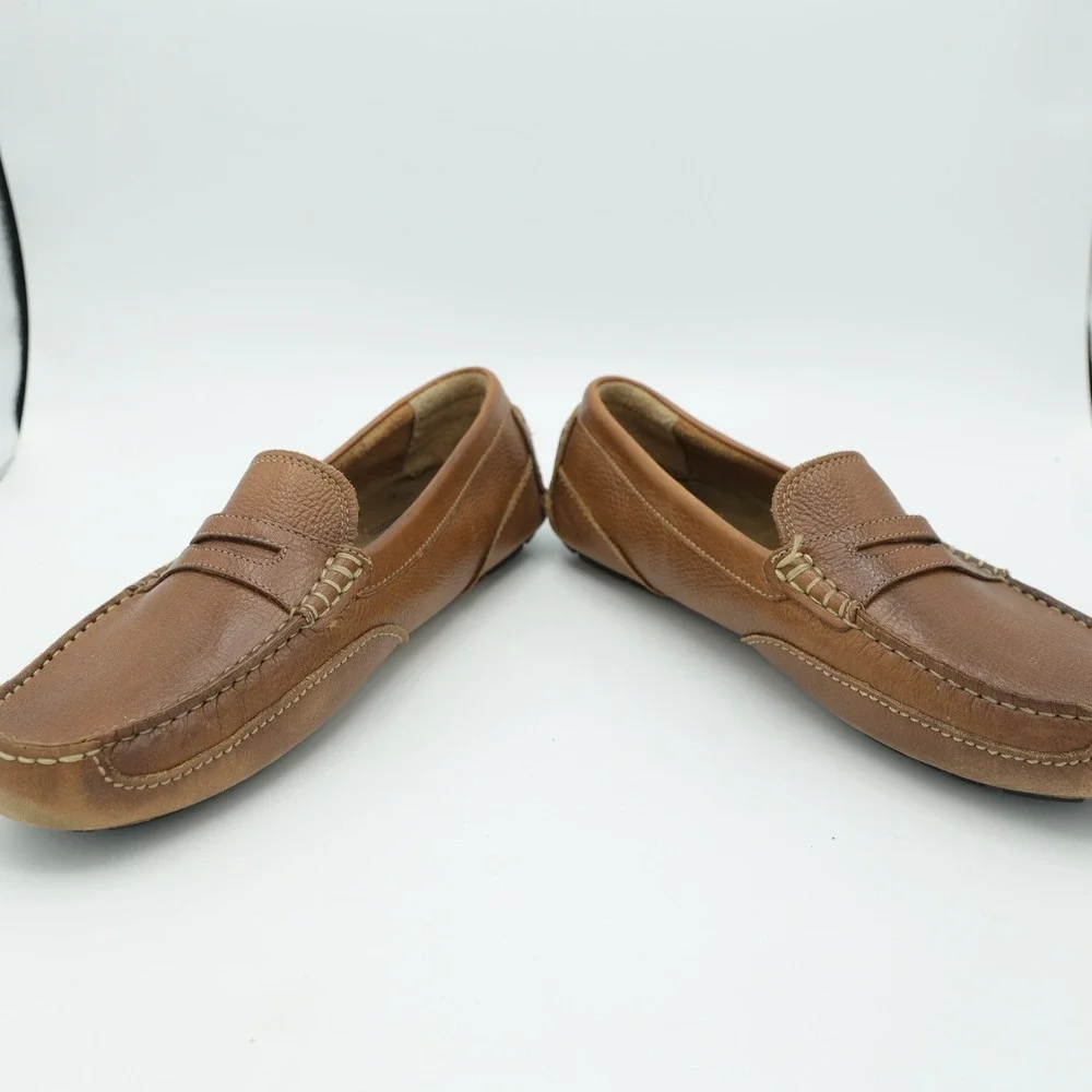Rockport Mens M76501 Tan Brown Leather Penny Loafer Driving Shoes‎ Size 9.5 W