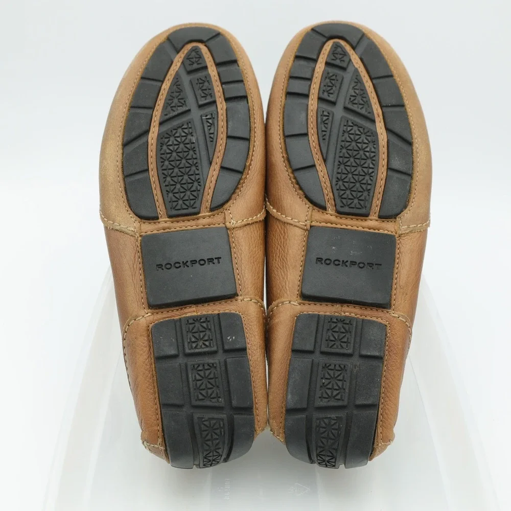 Rockport Mens M76501 Tan Brown Leather Penny Loafer Driving Shoes‎ Size 9.5 W