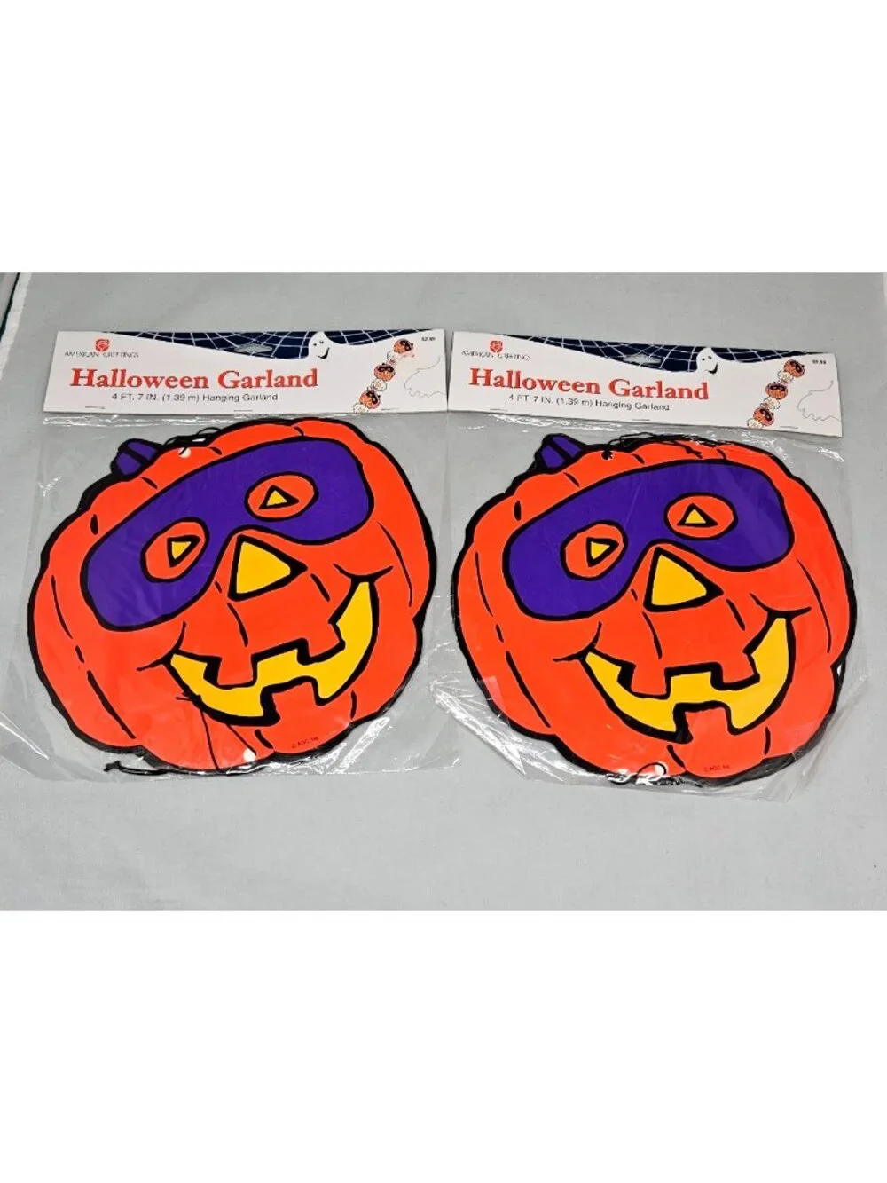 American Greetings Halloween Garland Set of 2 Jack-O-Lantern & Skulls 4 ft Each
