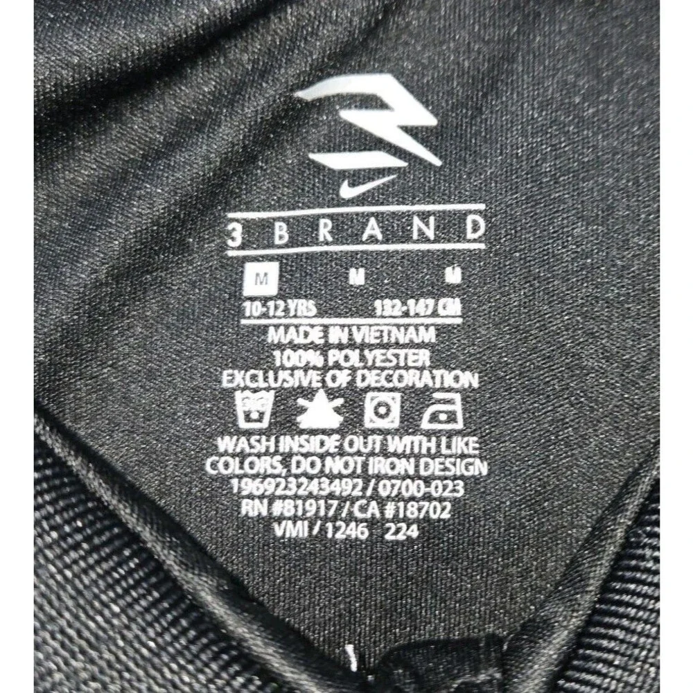 Boys Nike 3Brand Short Sleeve Polo Shirt Black Medium 10 12 Yrs