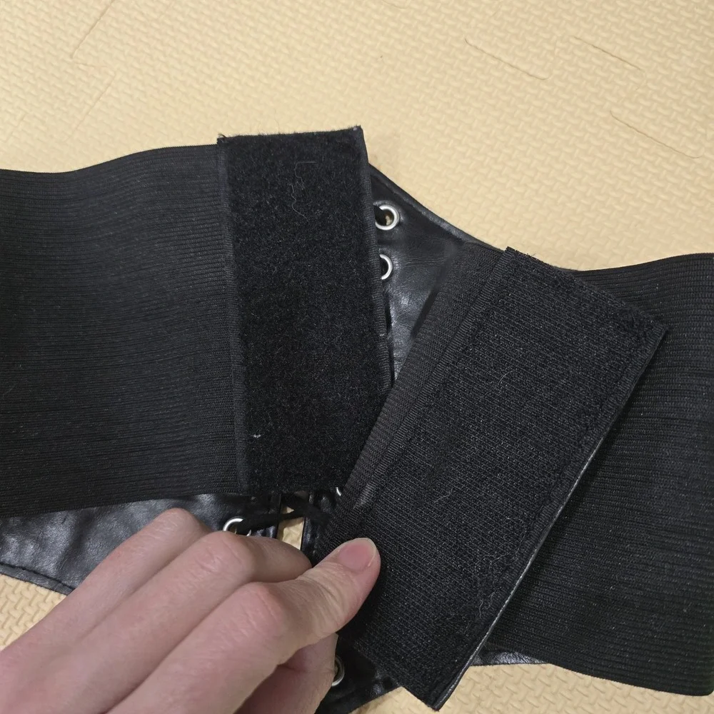 Black elastic lace-up cinch corset‎ belt