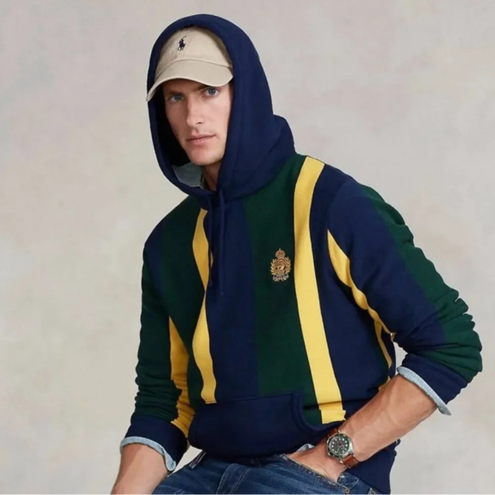 Polo Ralph Lauren NEW Men's Striped Hoodie Sweater French Navy Size XL $198