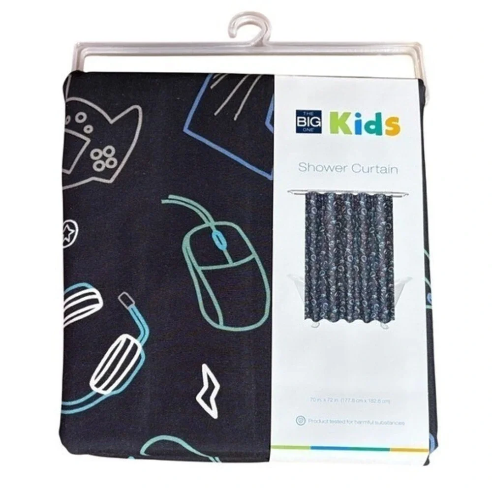 The Big One Kids Gaming Gamer Shower Curtain Fabric 70