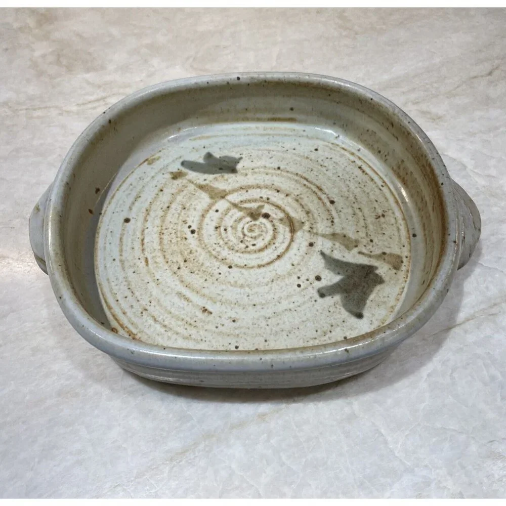 Vintage 90s Handmade Ovenware Decorative Art Pottery, Barbados, Signed