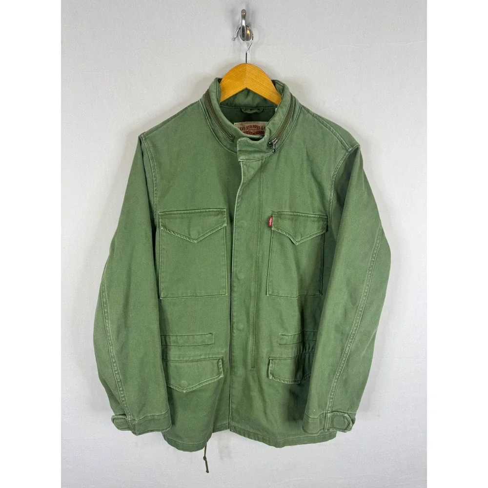 Levis Mens Olive Green Cotton Twill Field Jacket Military Utility Coat Size M