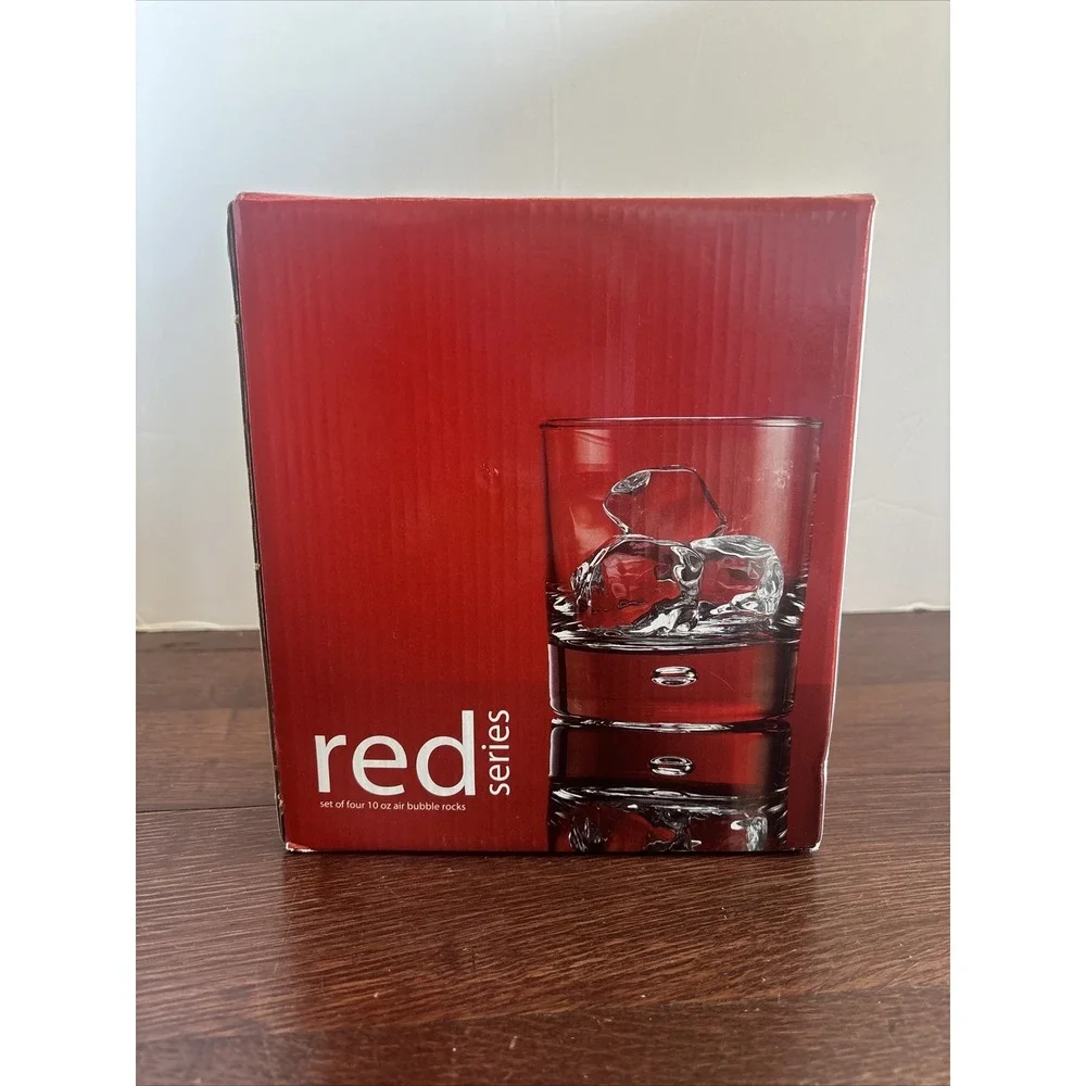 Red Series Bubble 10oz Set‎ Of 4 In Box Home Essentials Bourbon Glasses
