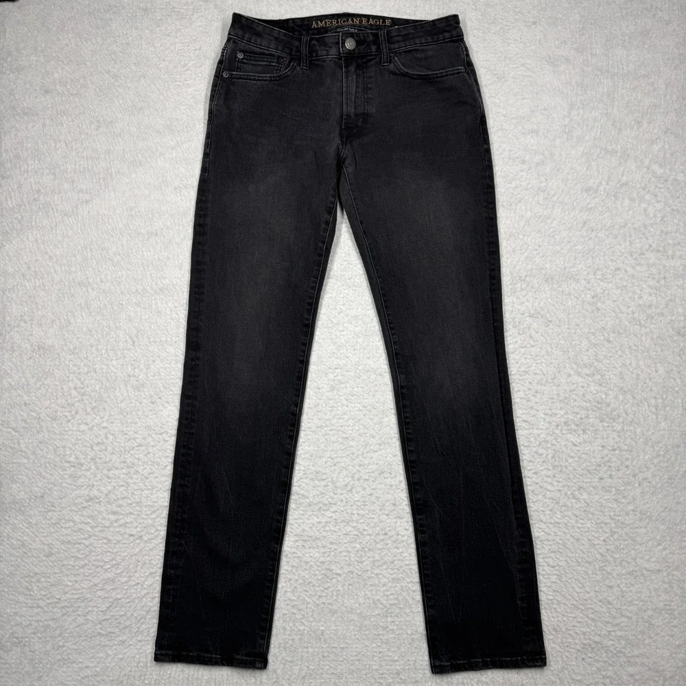 American Eagle Jeans Black‎ Denim Slim Skinny Extreme Flex 4 Grunge Men's 30x34
