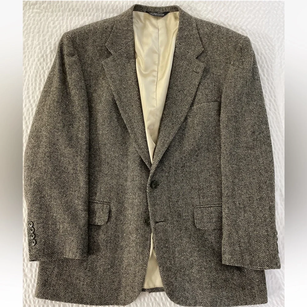 LANDS’ END vintage Wool Herringbone 2 Button Sports‎ Jacket Size 44R