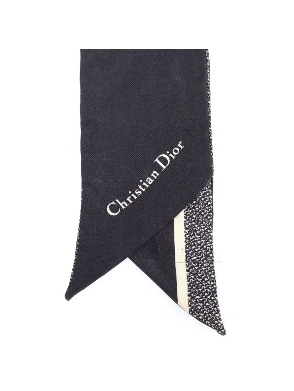 Dior 30 Montaigne Mitzah Houndstooth Pattern Scarf Twilly Navy