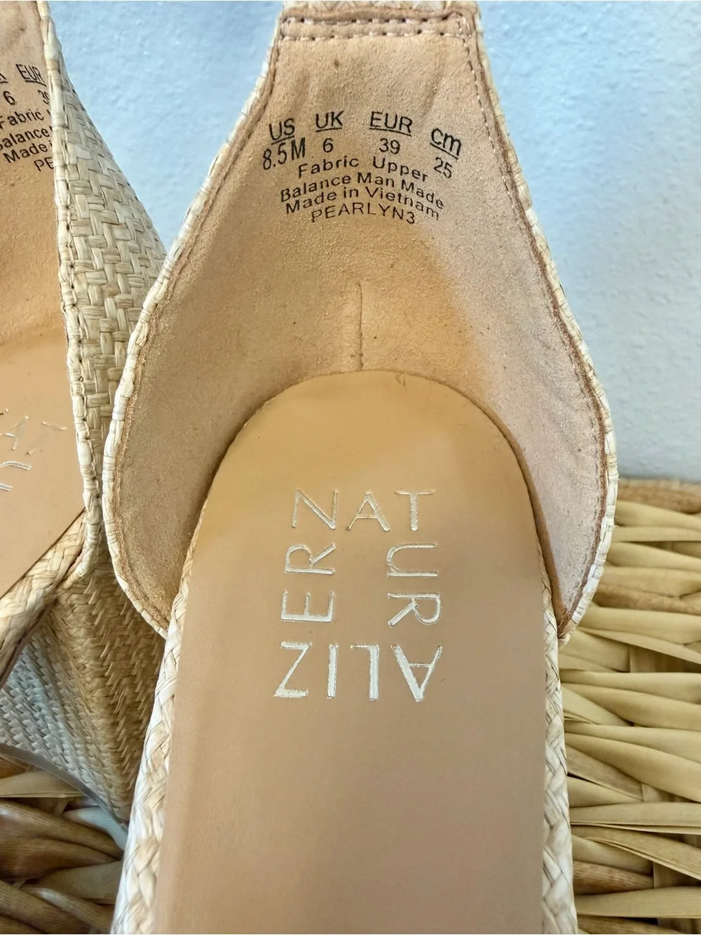 Naturalizer Beige Woven Block Heel Sandals Size US8.5