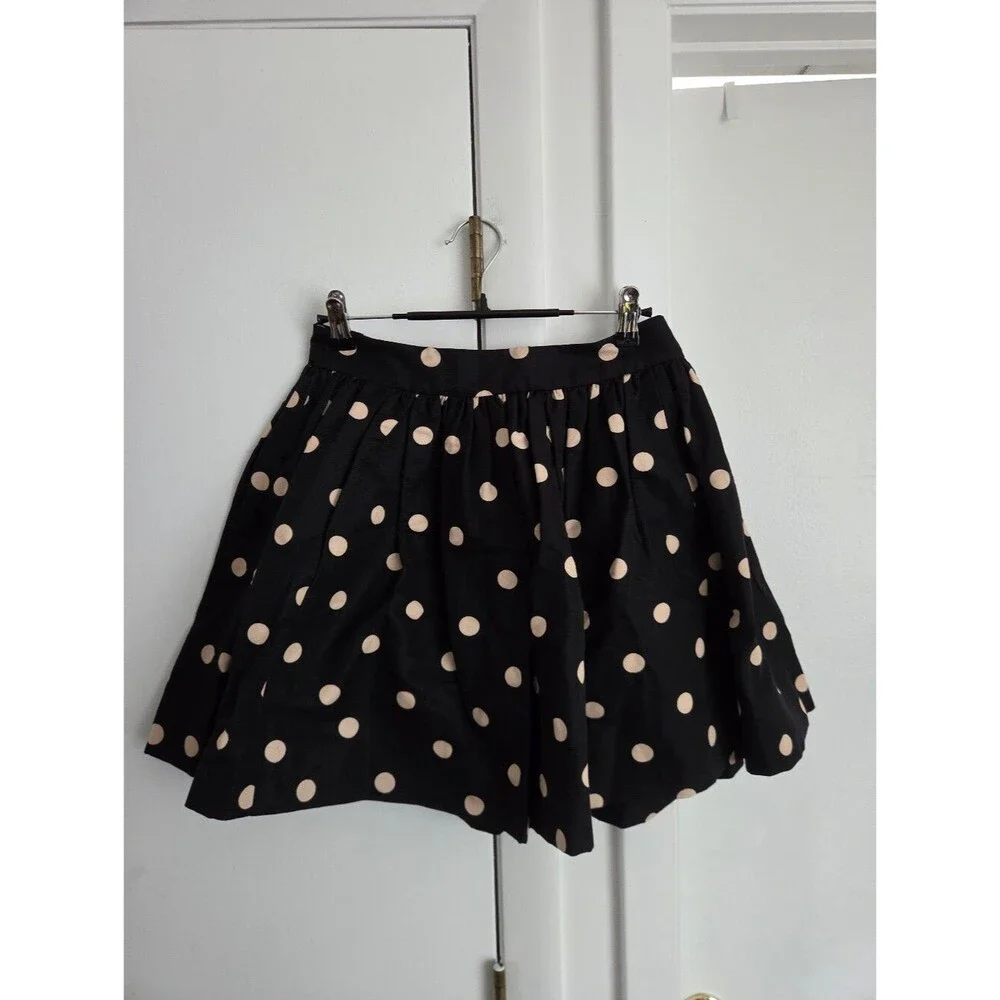 Kate Spade Bubble Deco Coreen Polka Dot Mini Black Circle Cotton Skirt Size 6