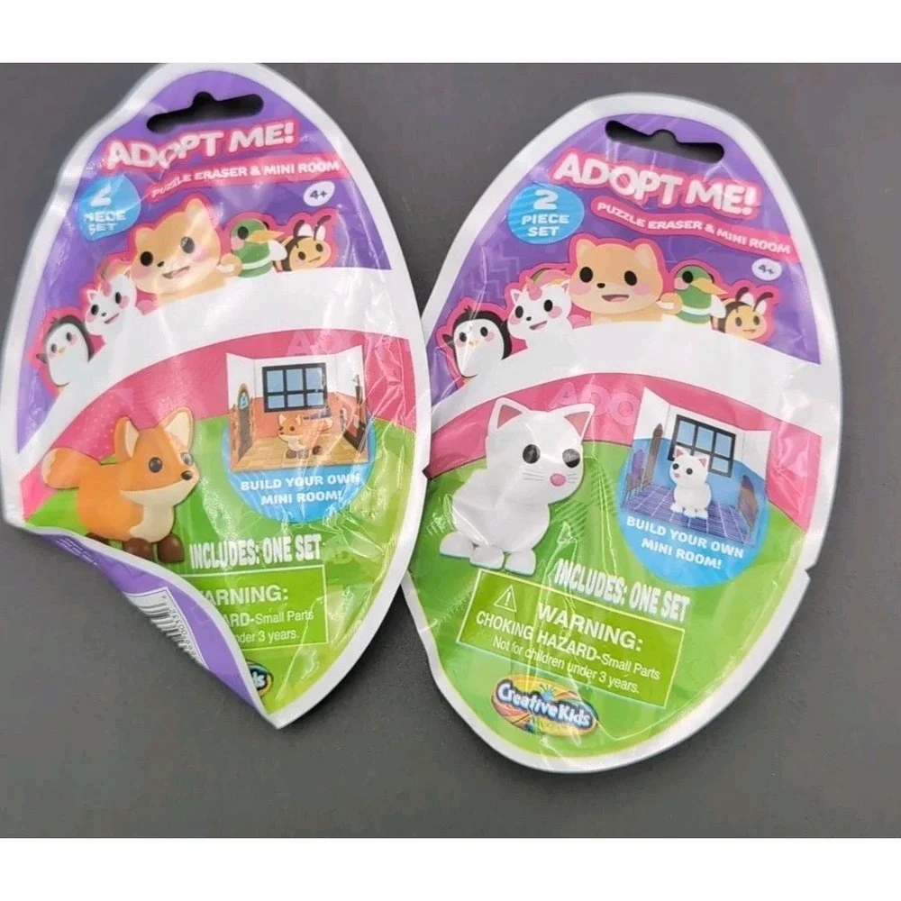 Lot of 2 Adopt Me Puzzle Eraser & Mini Room Unicorn & Penguin NEW Sealed