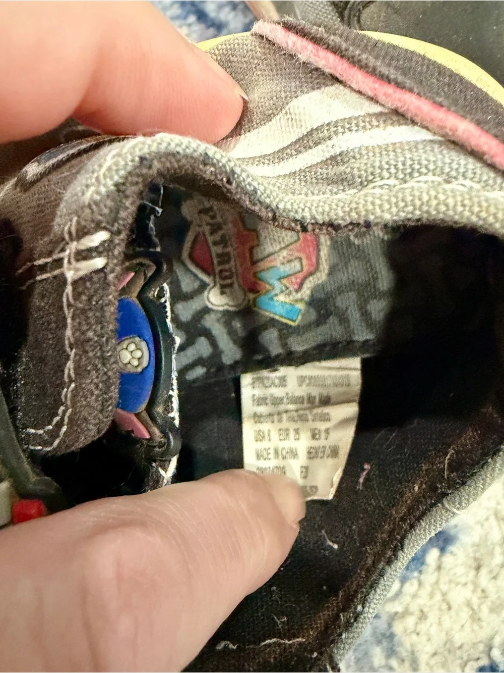 Paw Patrol Kids Black Sneakers with White Toecaps and Red Paw Accents