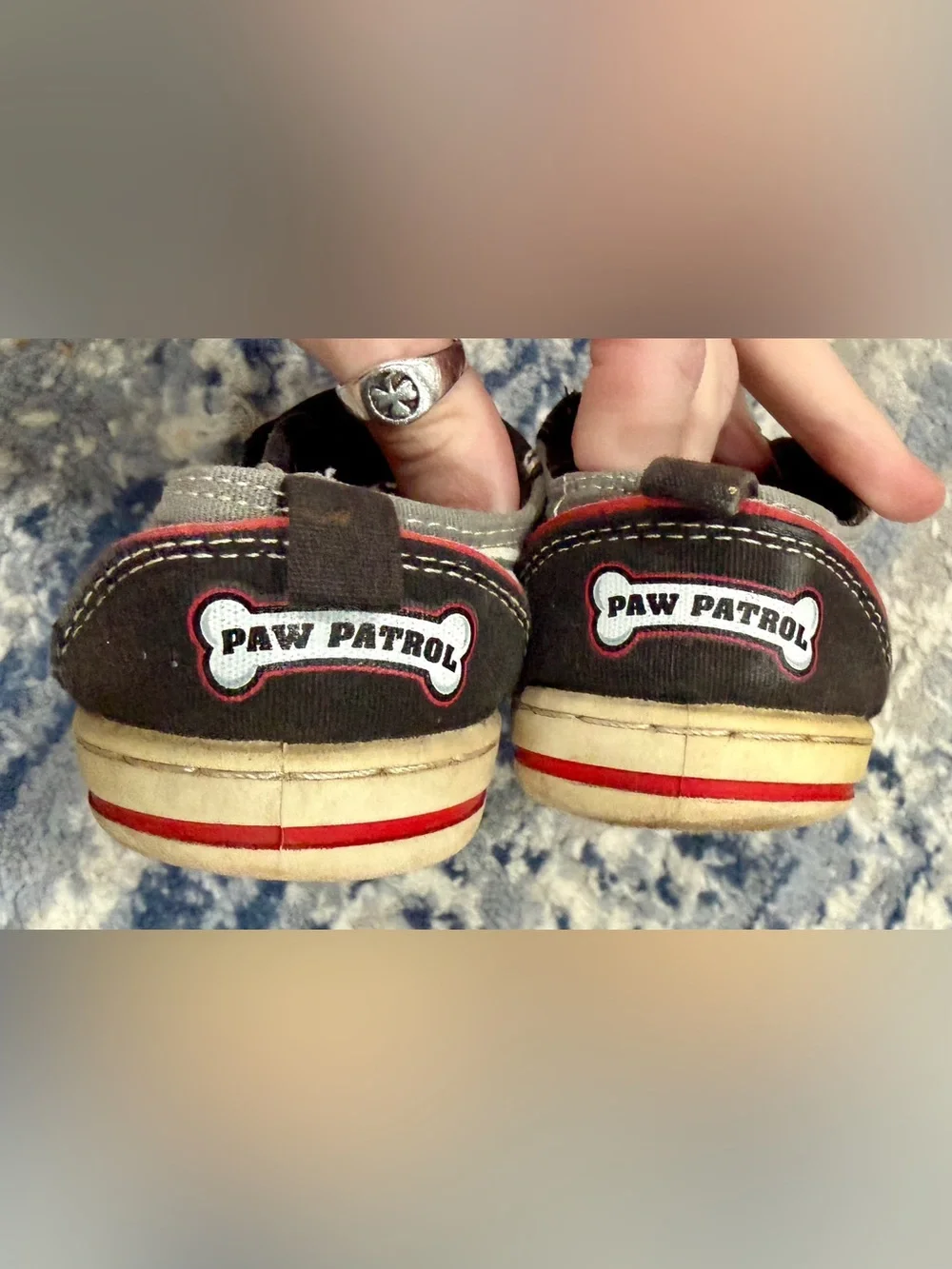 Paw Patrol Kids Black Sneakers with White Toecaps and Red Paw Accents