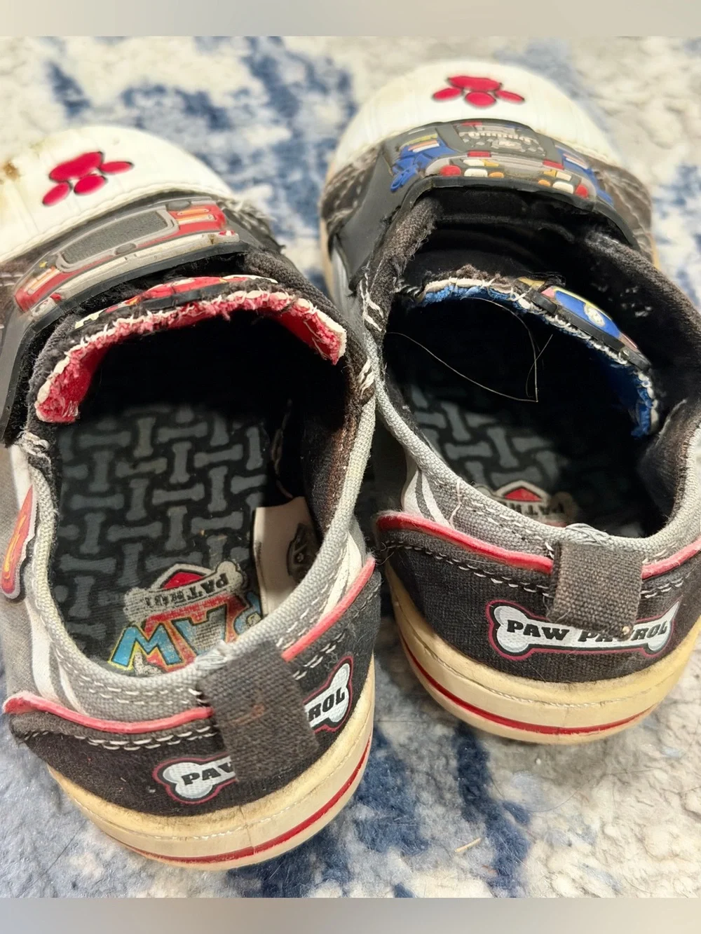 Paw Patrol Kids Black Sneakers with White Toecaps and Red Paw Accents