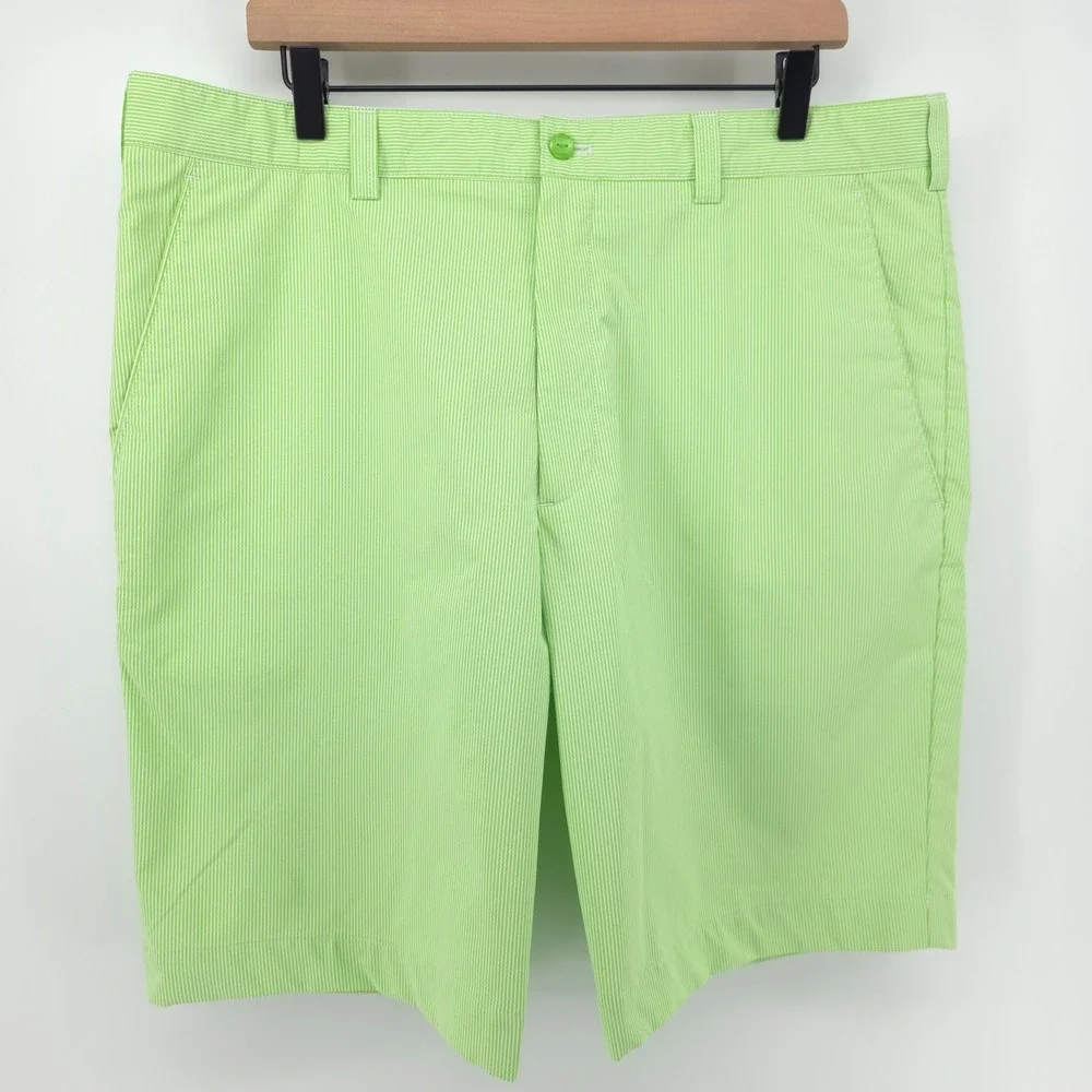 Cutter & Buck Mens Golf Shorts CB DryTec 36 Lime Green‎ Stripe Performance Sport