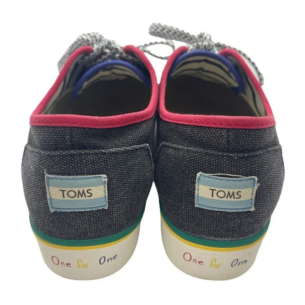 TOMS Cordones Boardwalk Black & Multicolor Platform Shoes Women's Sz W10 Lace UP