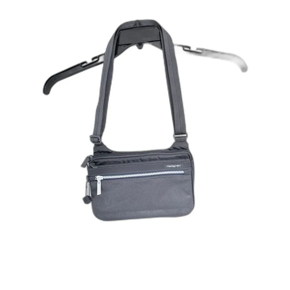 Hedgren‎ Grey Nylon Multi-Pocket Crossbody Bag 9x6 Travel Purse EUC