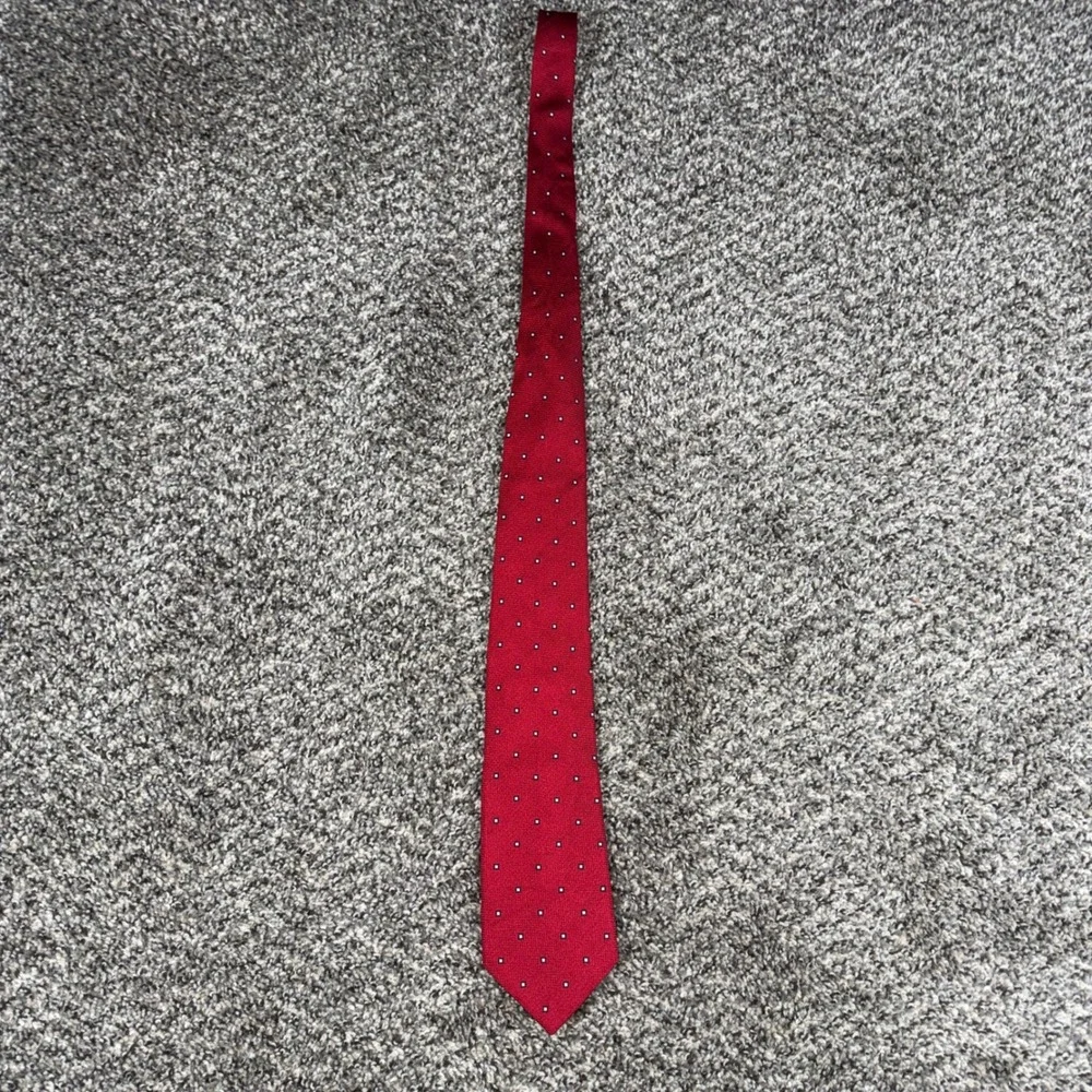 Vintage Ermenegildo Zegna Silk Tie‎ Red Geometric Square Pattern Extra Long