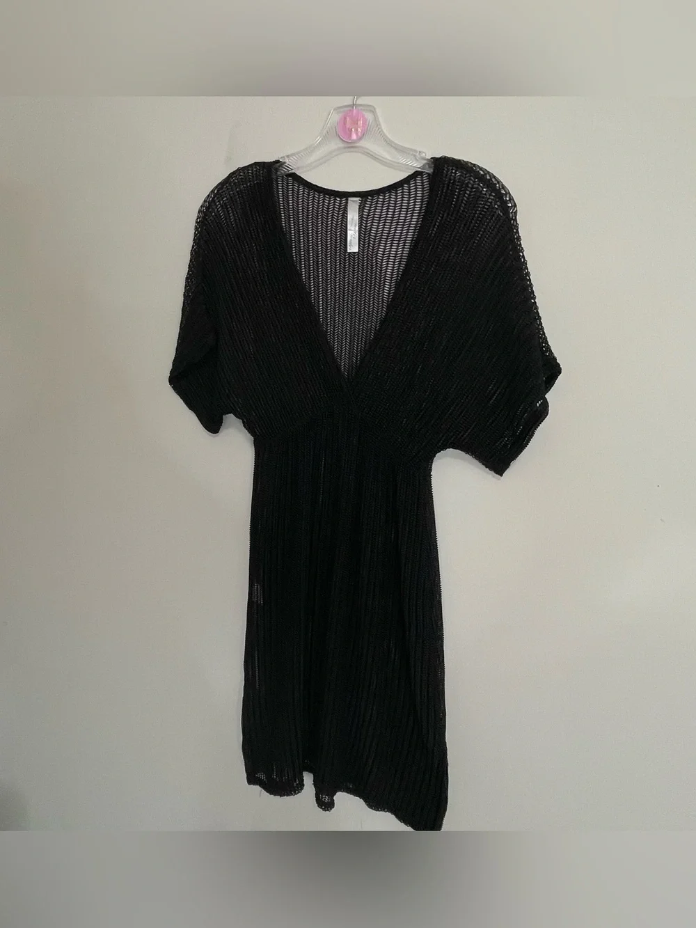 Sheer Black V-Neck Women’s Swim Coverup~ Size Small ~‎ summertime