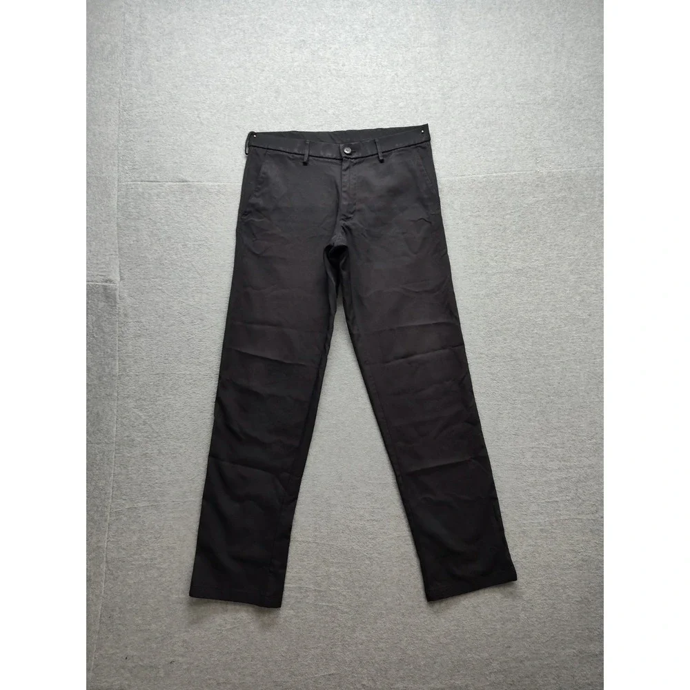 Haggar Men Pant‎ 32X32 Black Flat Front Slash Pockets Comfort Casual Trouser