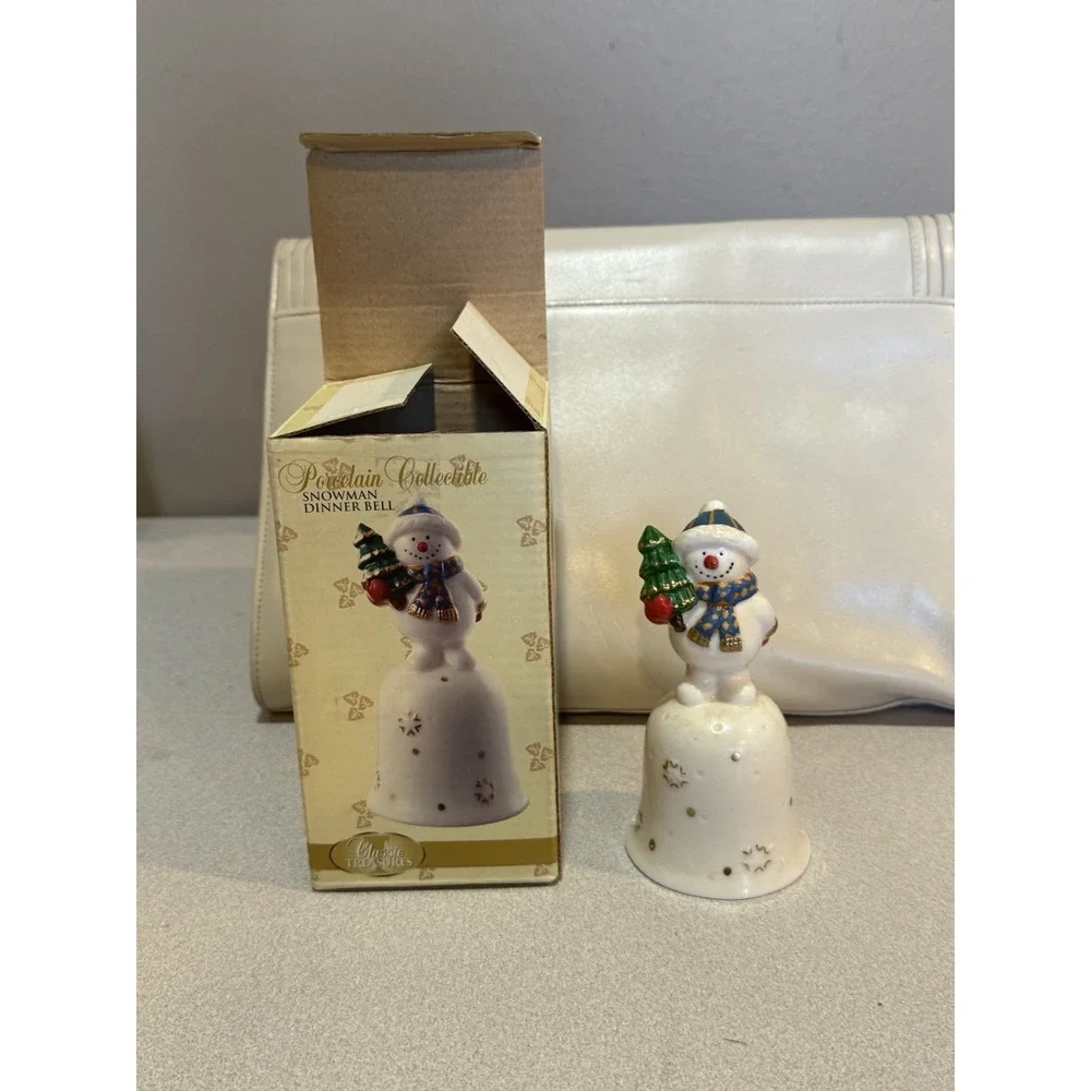 Classic Treasure Porcelain Collectible‎ Snowman Dinner Bell NIB