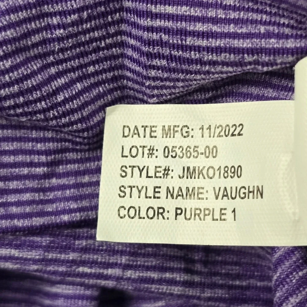 Johnnie-O Vaughn NSU Purple Striped Quarter Zip Pullover‎ Mens Large JMKO1890