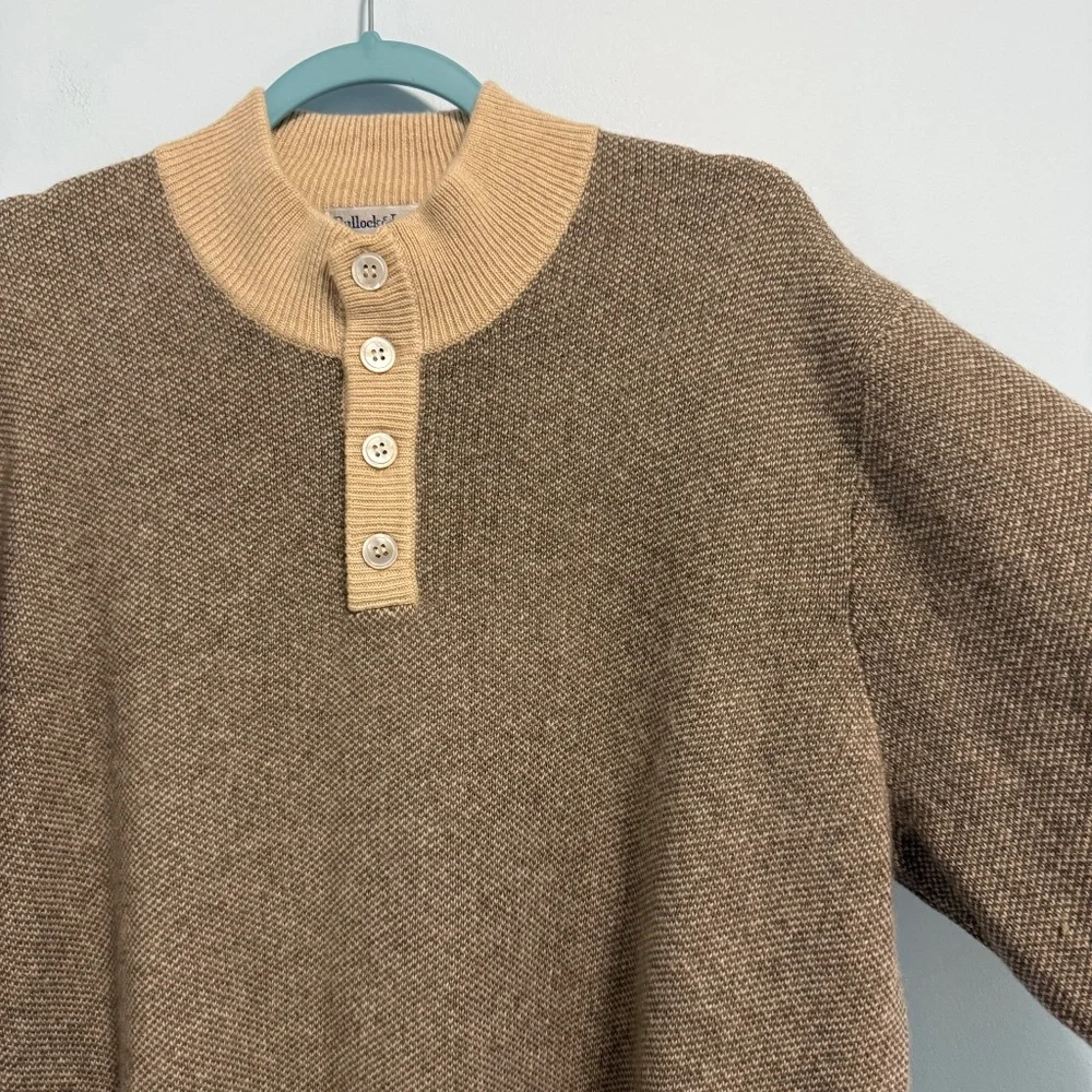 Bullock Jones Men’s 100% Pure Cashmere Quarter Button Super Soft Sweater Size XL