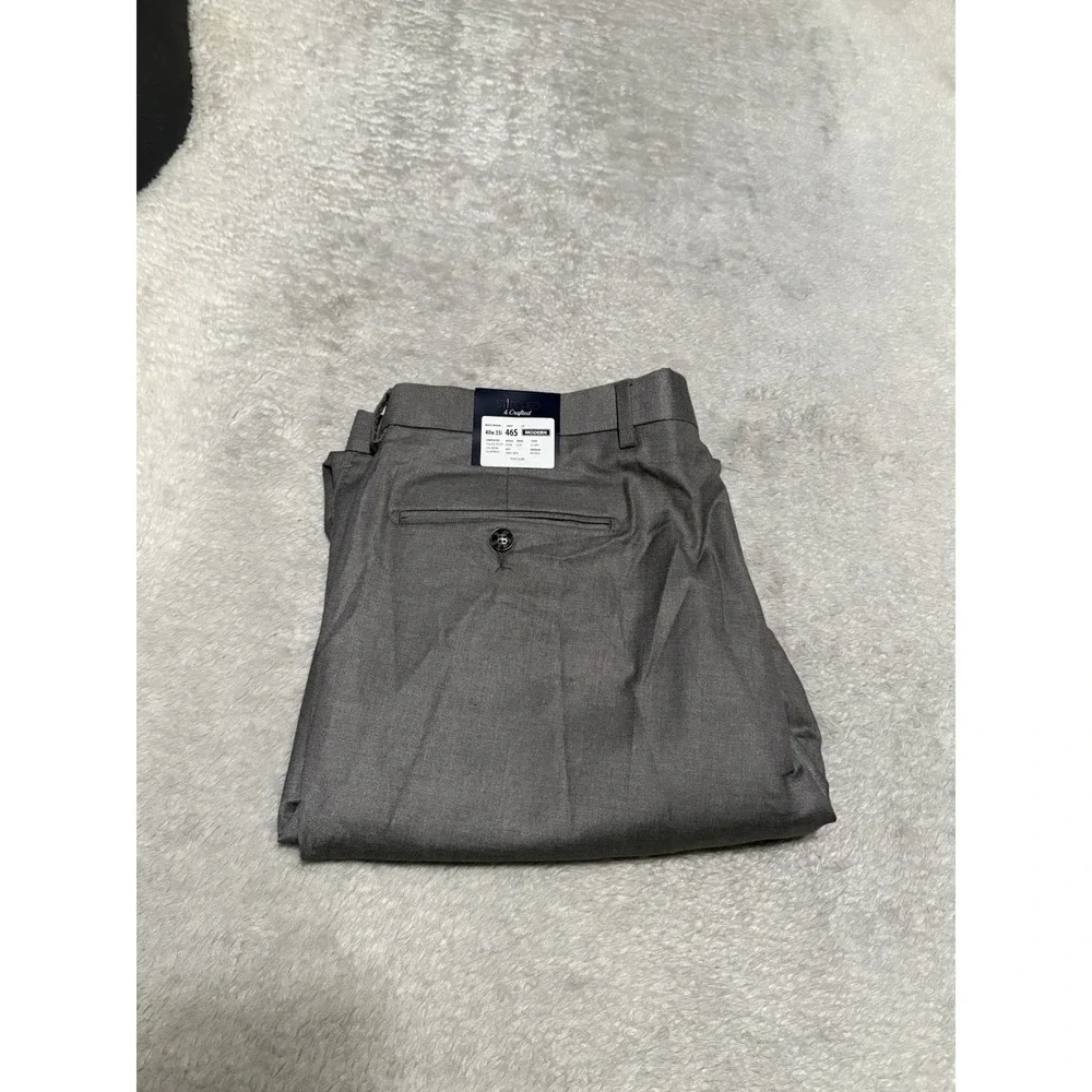 New Stitched‎ & Crafted Men's Gray Straight Dress Pants Size 40 Unhemmed 35
