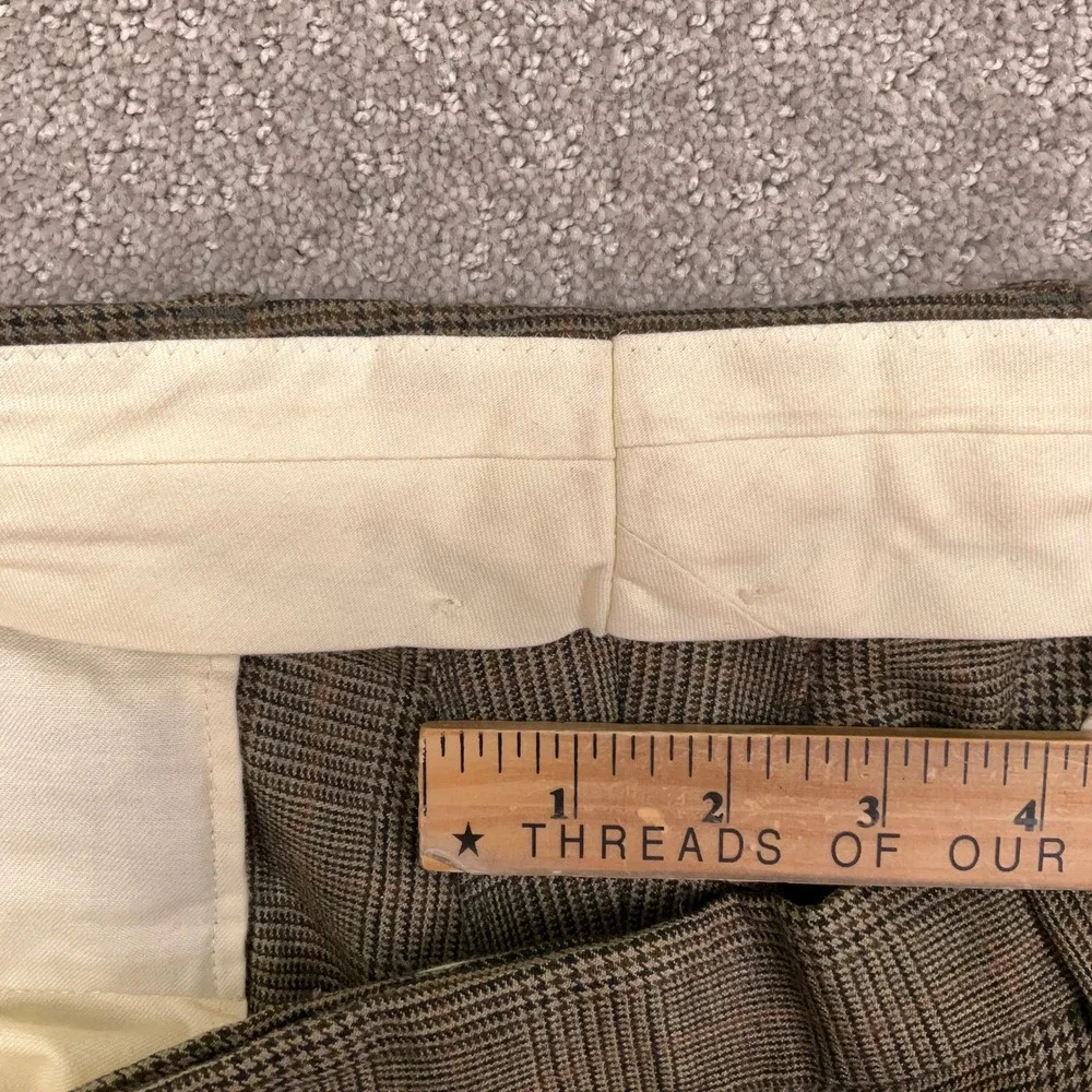 Brooks Brothers Mens‎ 38W 28L Brown Glen Plaid Career Trousers Worsted Wool