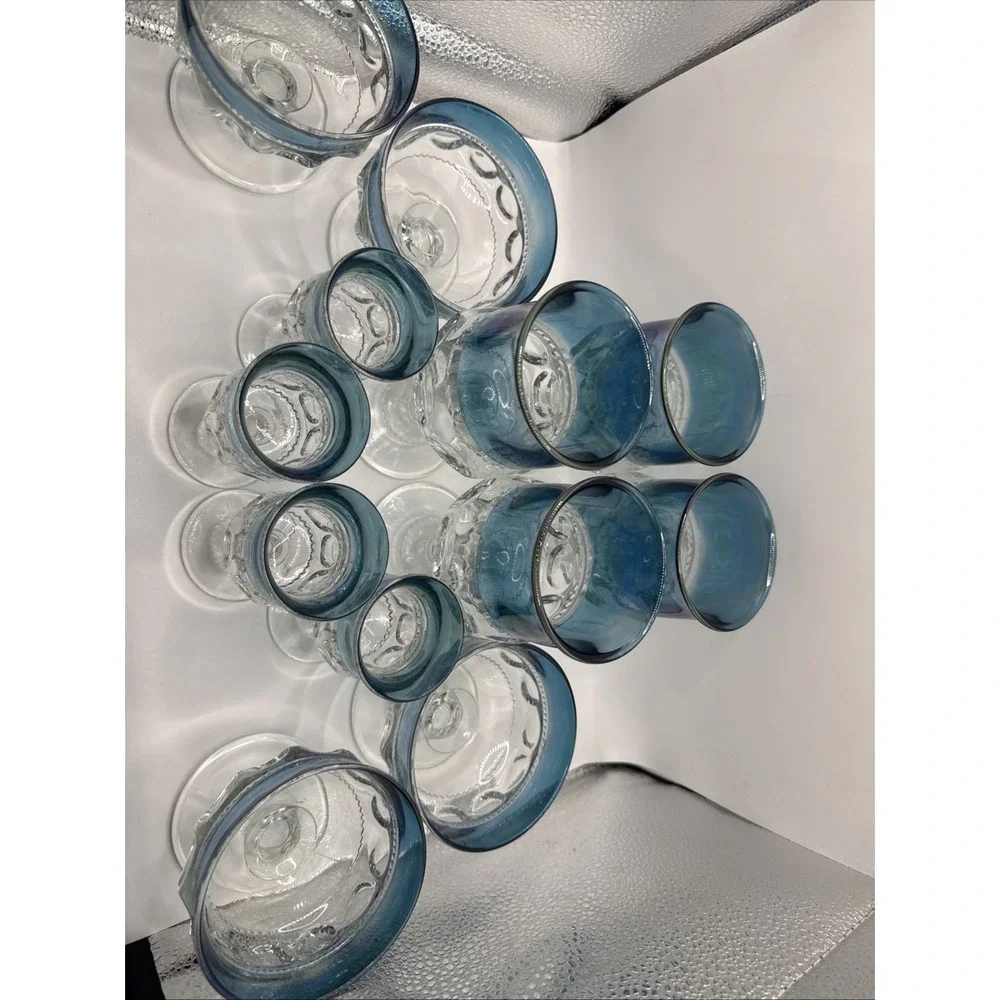 Blue Crown By Colony Set‎ 4 Wine Cup, Water Goblet, Dessert Dish (12 Pieces)