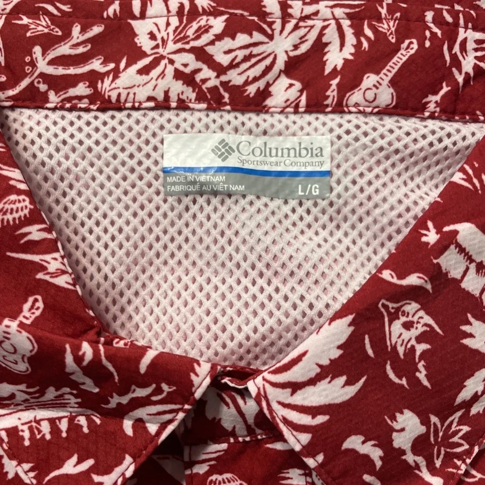 Columbia NCAA‎ Alabama Crimson Tide PFG Full Button Up Red Shirt Men's Sz: L NWT
