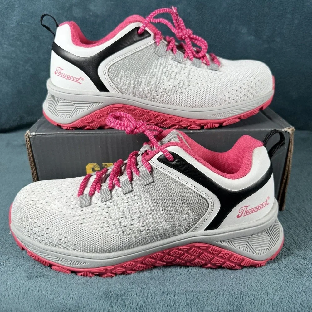 Thorogood Women's Safety Toe Work Shoes Slip Resistant White/Pink Size 10.5‎