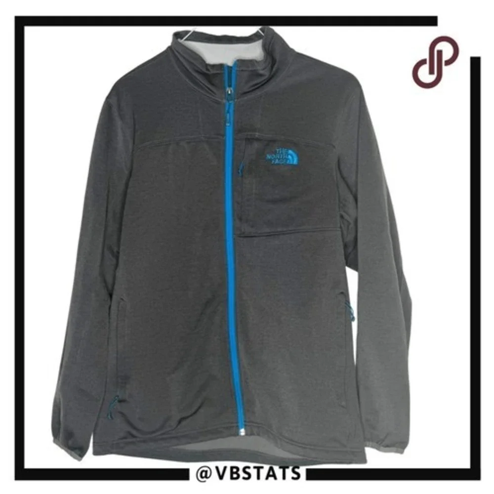 The North Face Men's Fleece Mock Neck Full Zip‎ Lined Jacket Gray Blue Large