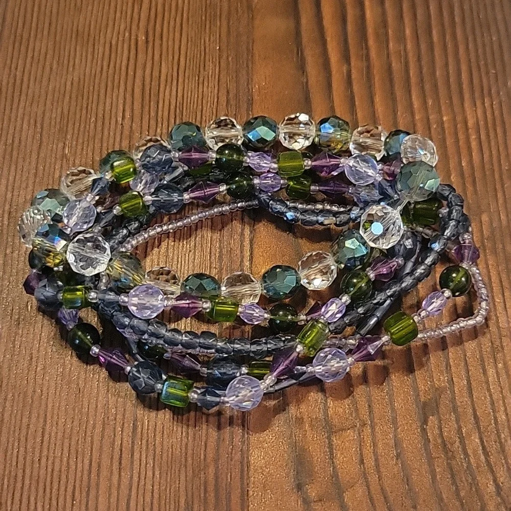 Beaded Braclet Set Purple‎
