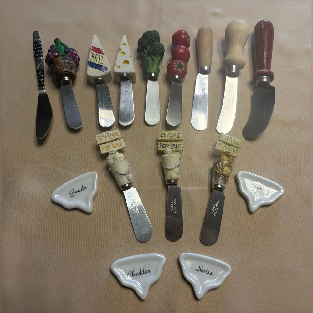 Mixed Lot of 16‎ Cheese Knife Spreaders Butter Jelly Jam Utensils Charcuterie