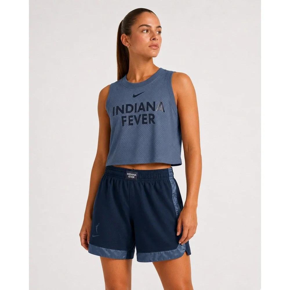 NIKE WNBA Indiana Fever Mesh Tank Top Womens XL Blue Basketball Cropped Jersey‎