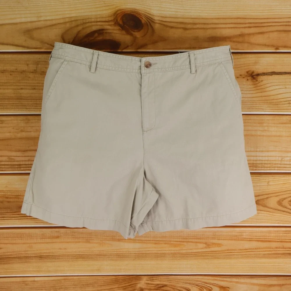 White Stag Shorts Womens 14 Beige 100% Cotton Chinos Pockets High Rise 7