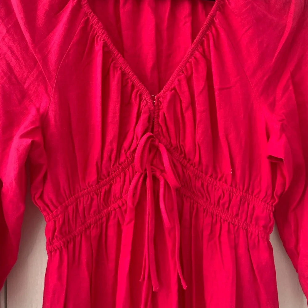 Universal Thread Womens Dress Sz Small Pink Midi Long Sleeve‎ Linen Blend spring