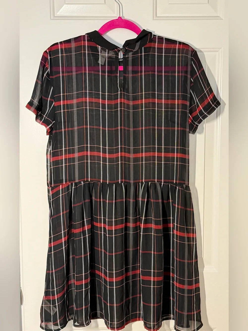 Arizona Jean Company Black and Red Plaid Short-Sleeve Dress