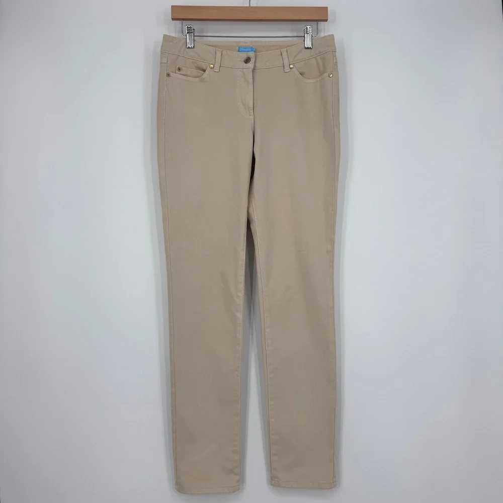 J.McLaughlin Pants Womens 6 Beige Stretch‎ Cotton Straight Leg Preppy Minimalist