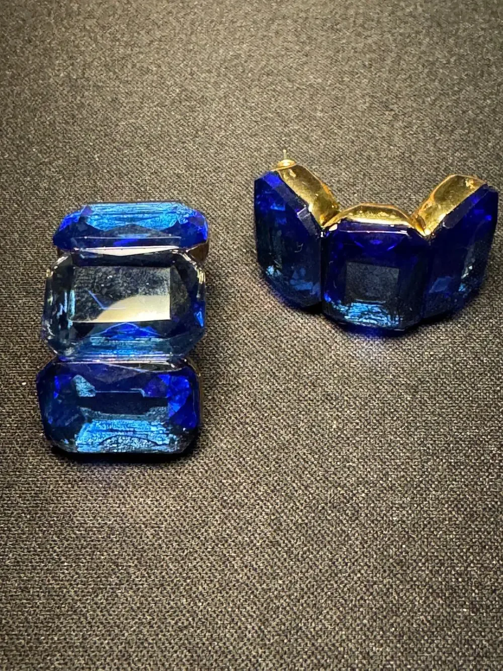 Oscar De La Renta Deep Blue Half Hoop Earrings